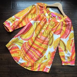 Trina Turk silk resort tunic with grosgrain ribbon